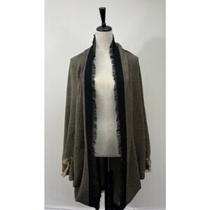 Free People Lagenlook Shawl  Wrap Brown w Black Trim